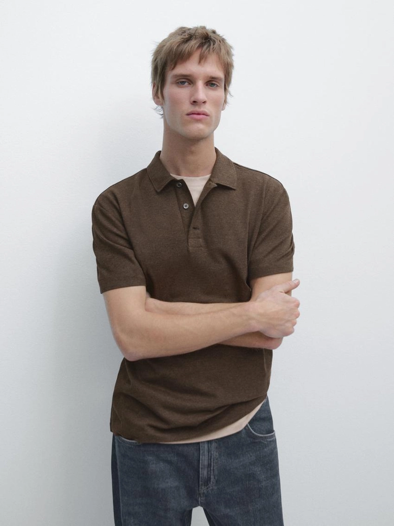 Поло из хлопка с коротким рукавом