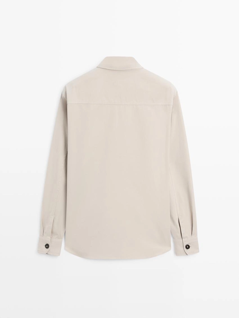 Хлопковая рубашка-овершерт с карманами