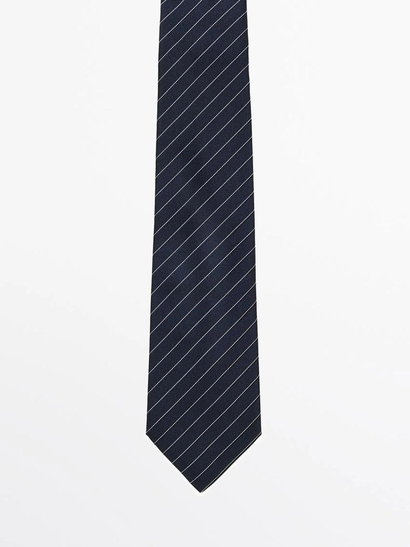 Галстук с полосками из 100% шелка