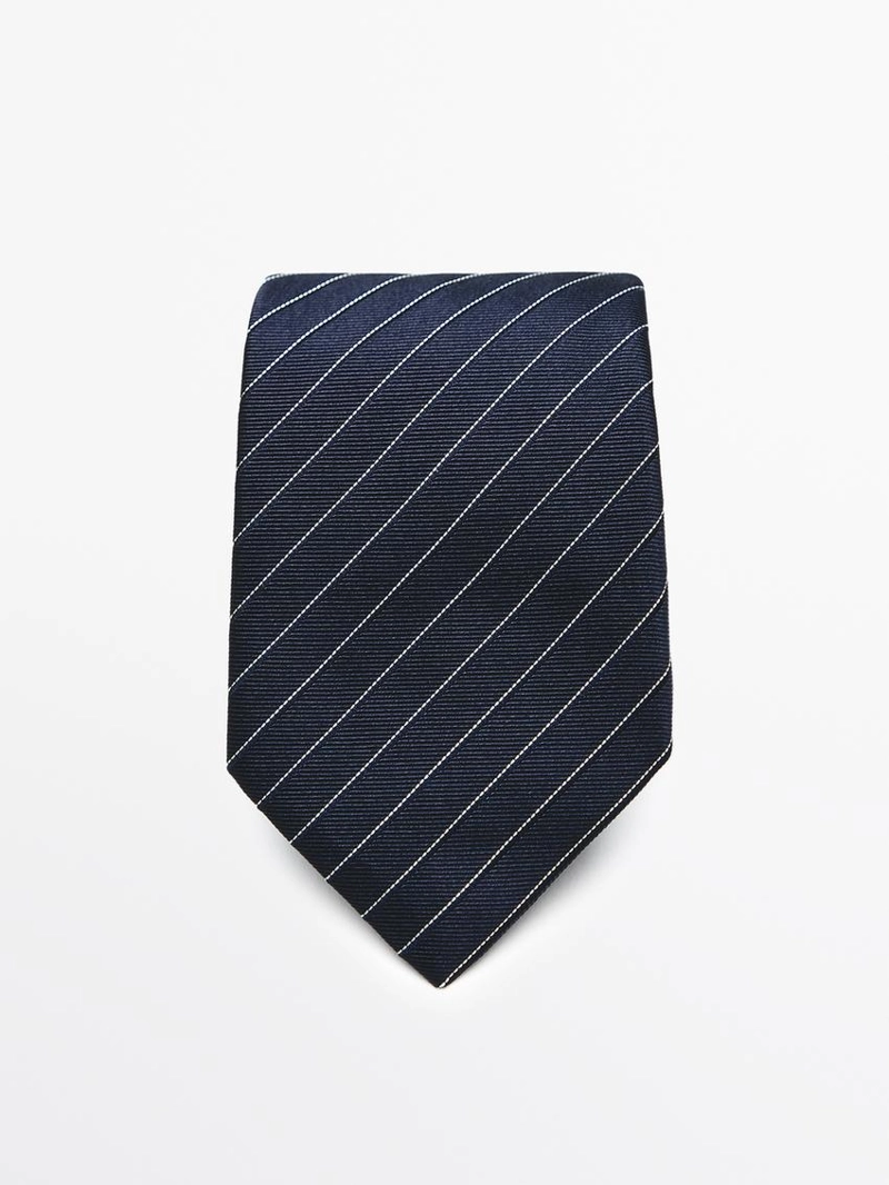 Галстук с полосками из 100% шелка