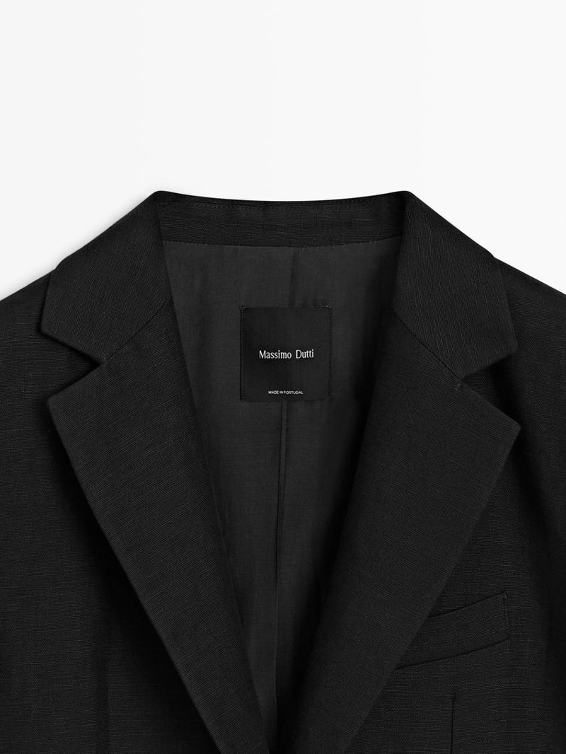 Льняной пиджак с деталями на лацканах