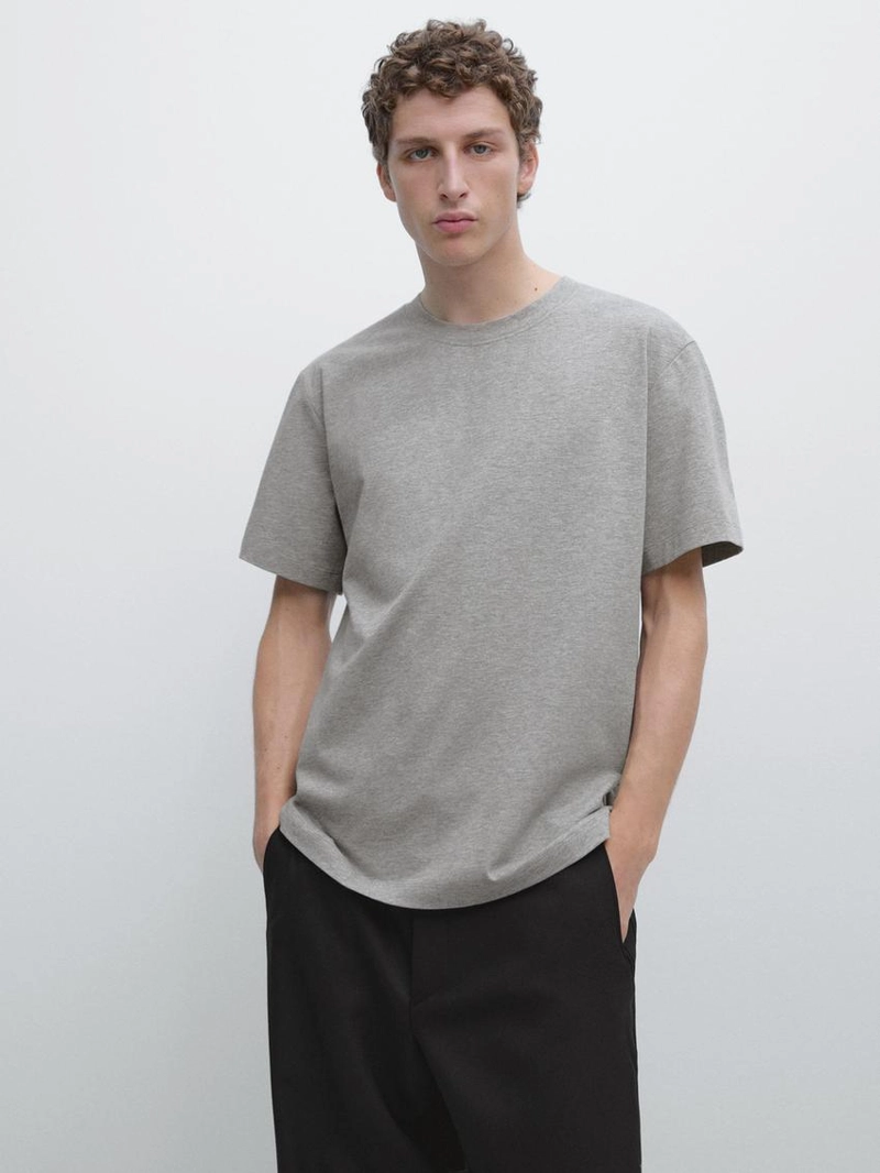 Футболка с коротким рукавом из меланжевого хлопка