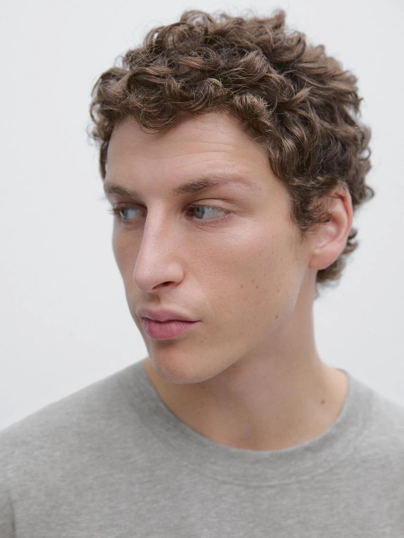 Футболка с коротким рукавом из меланжевого хлопка