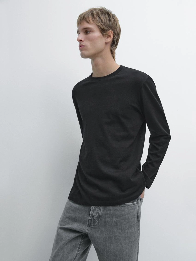 Футболка из хлопкового микса с длинным рукавом