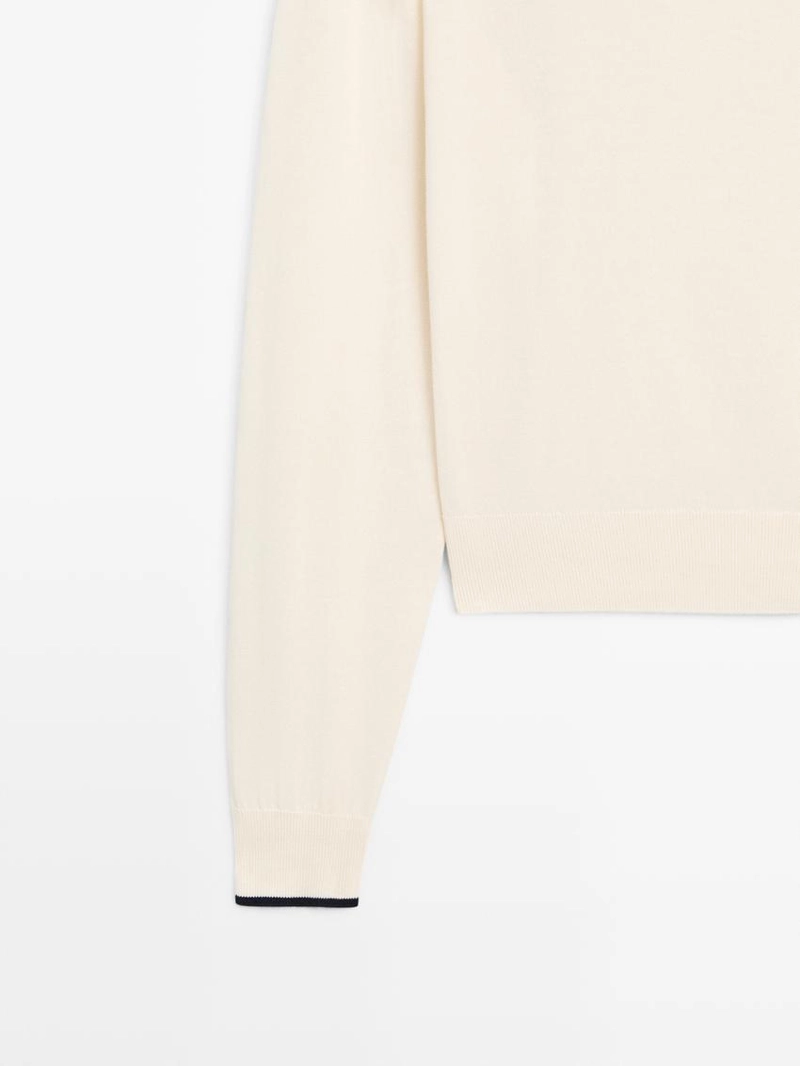 Свитер из хлопкового трикотажа с деталями шарфа