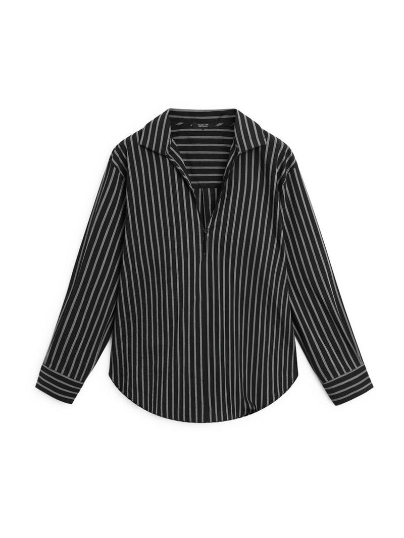 Рубашка из хлопково-вискозного микса в полоску