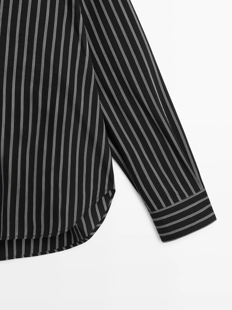 Рубашка из хлопково-вискозного микса в полоску