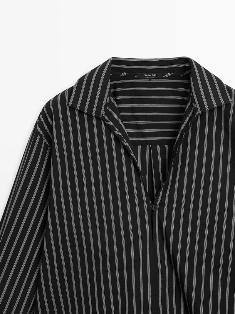 Рубашка из хлопково-вискозного микса в полоску