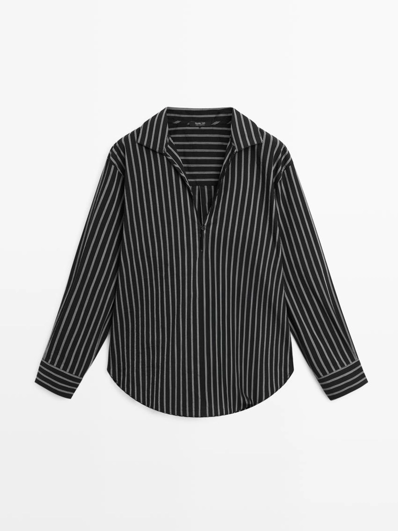 Рубашка из хлопково-вискозного микса в полоску