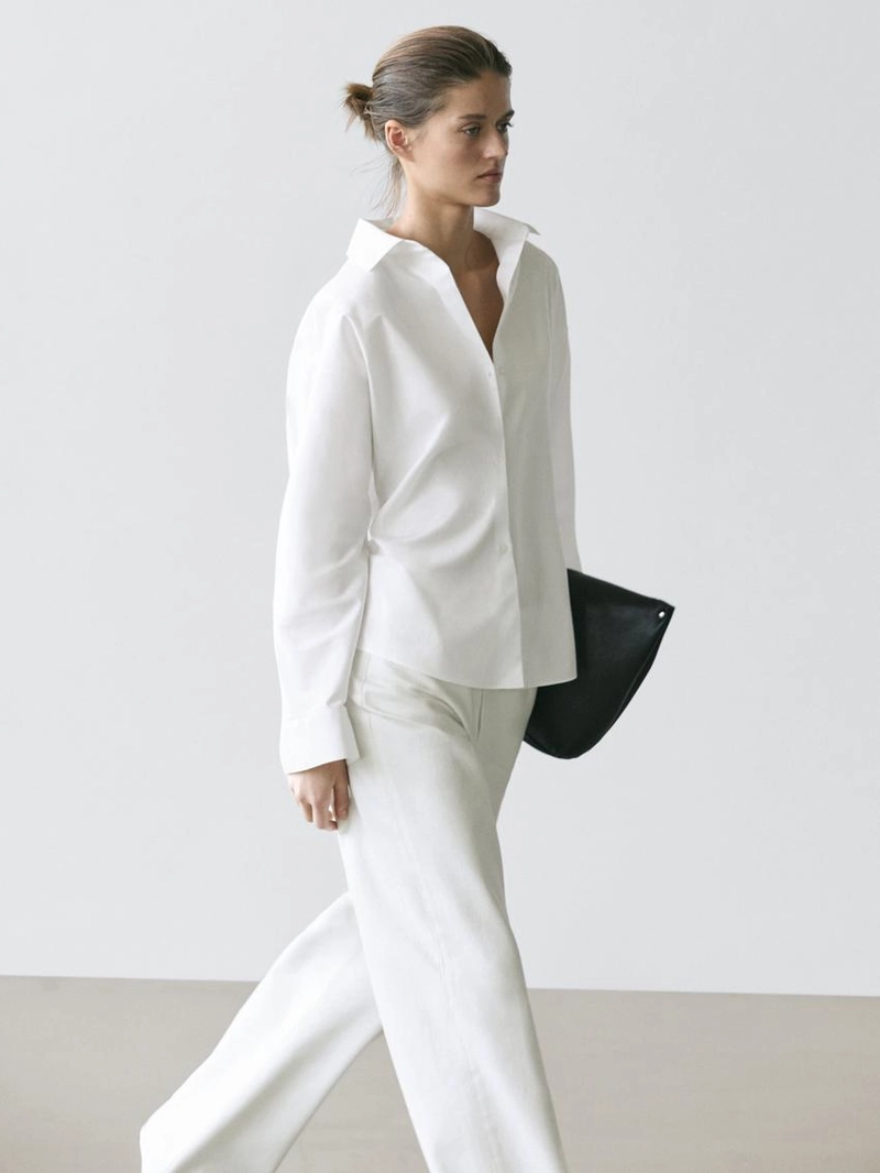 Рубашка из хлопковой ткани с деталями вытачек