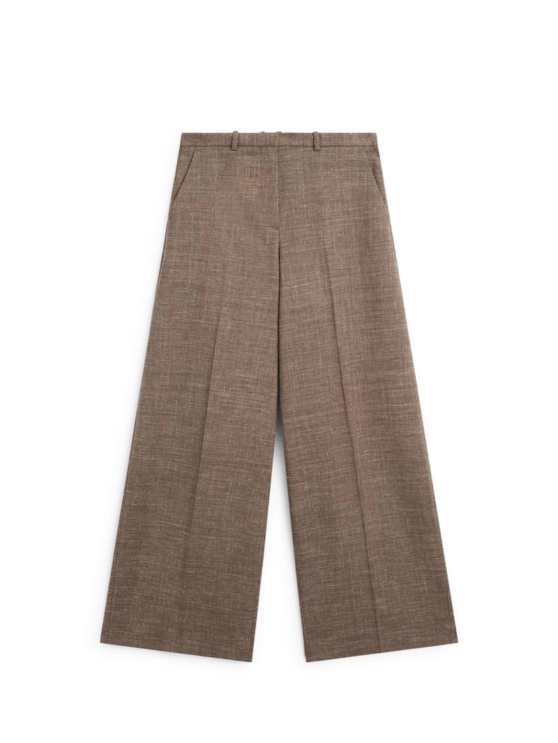 Широкие объемные брюки из шерстяно-шелковой смеси