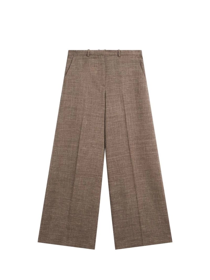 Широкие объемные брюки из шерстяно-шелковой смеси