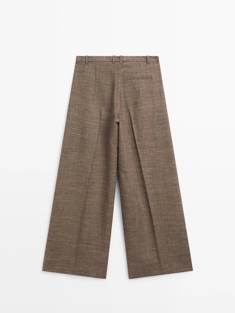 Широкие объемные брюки из шерстяно-шелковой смеси