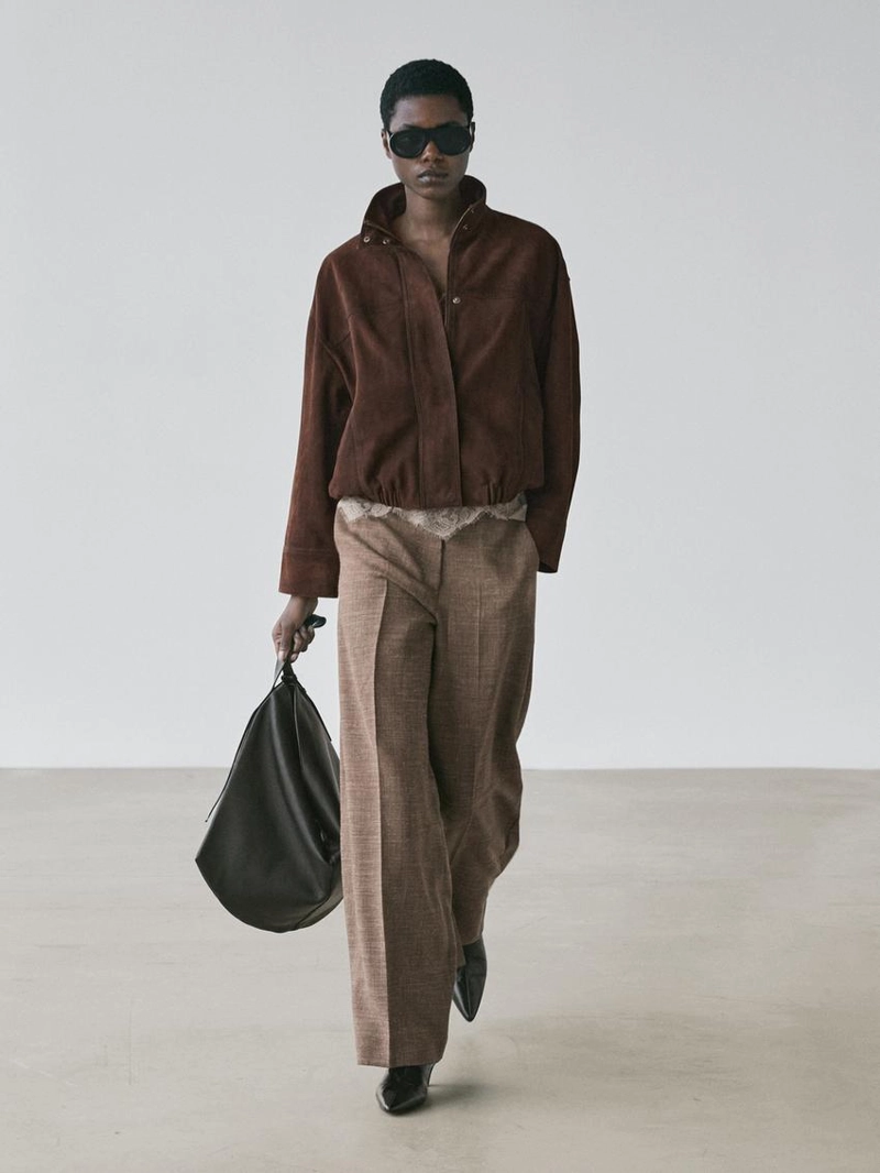 Широкие объемные брюки из шерстяно-шелковой смеси