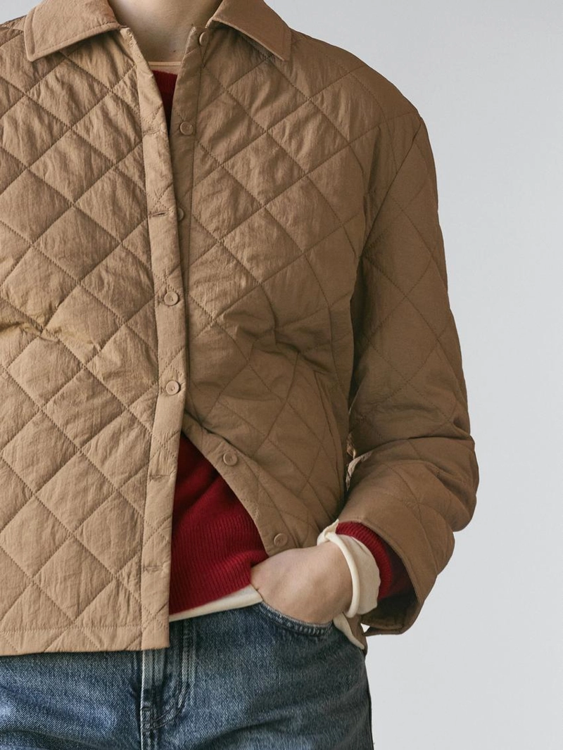 Куртка короткая стеганая с рубашечным воротником