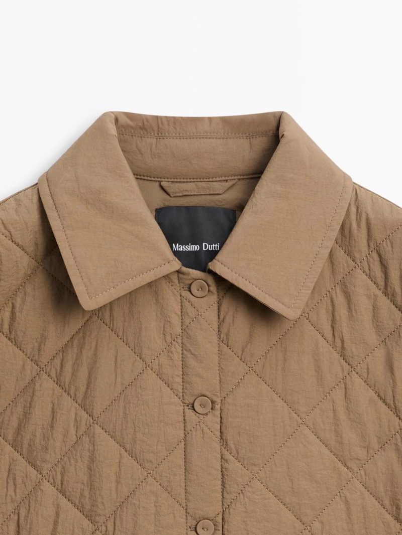 Куртка короткая стеганая с рубашечным воротником