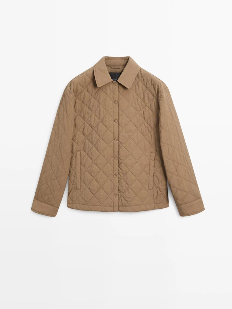 Куртка короткая стеганая с рубашечным воротником