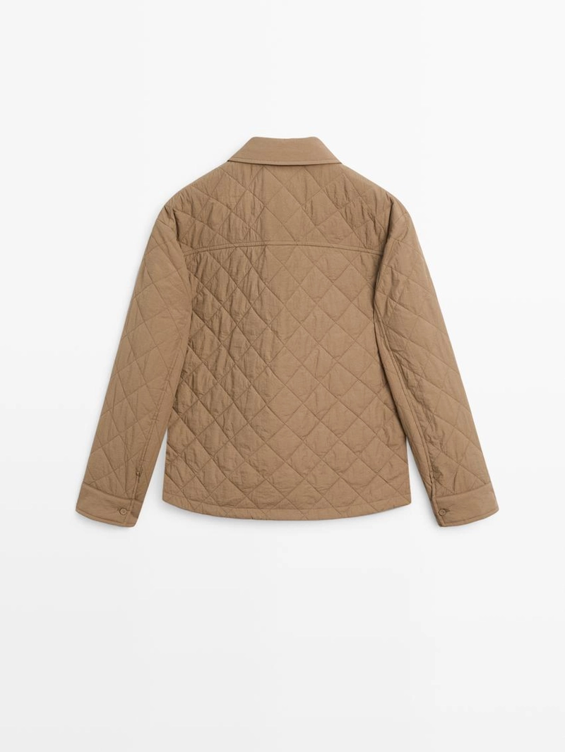 Куртка короткая стеганая с рубашечным воротником