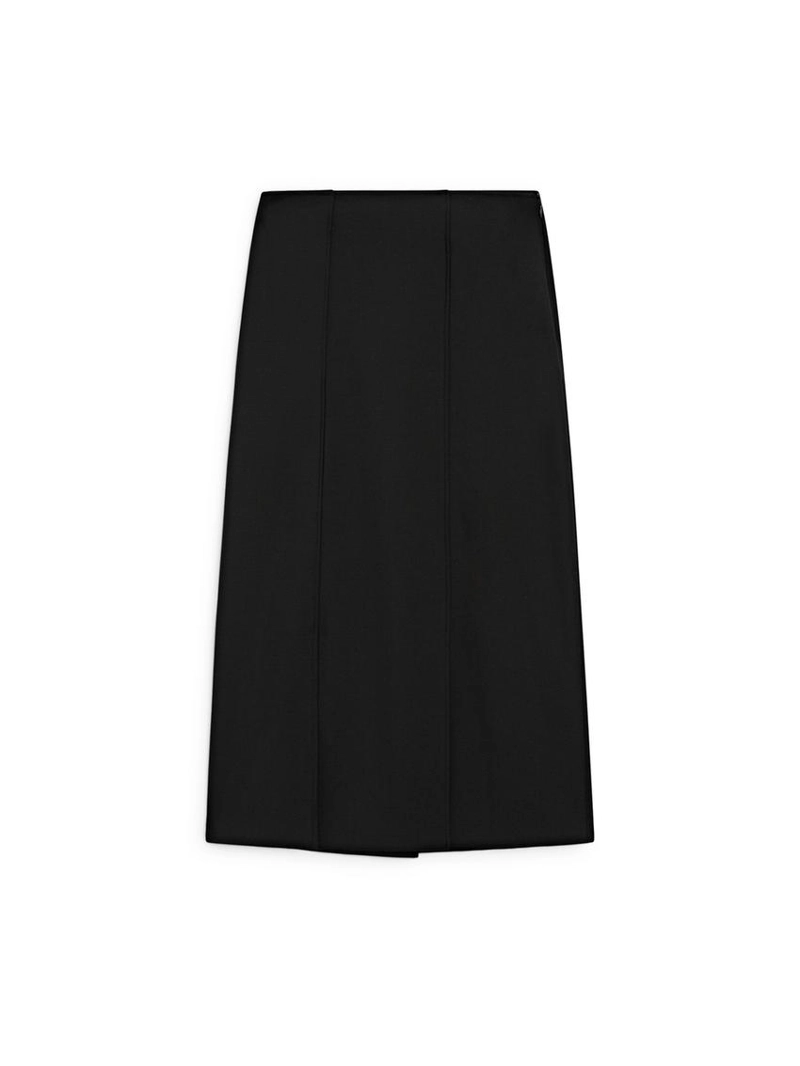 Юбка миди прямого кроя из шерстяной смеси с разрезом