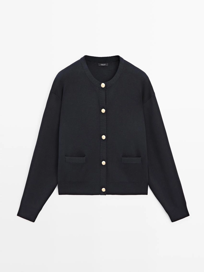 Кардиган из хлопкового трикотажа с пуговицами в золотом цвете