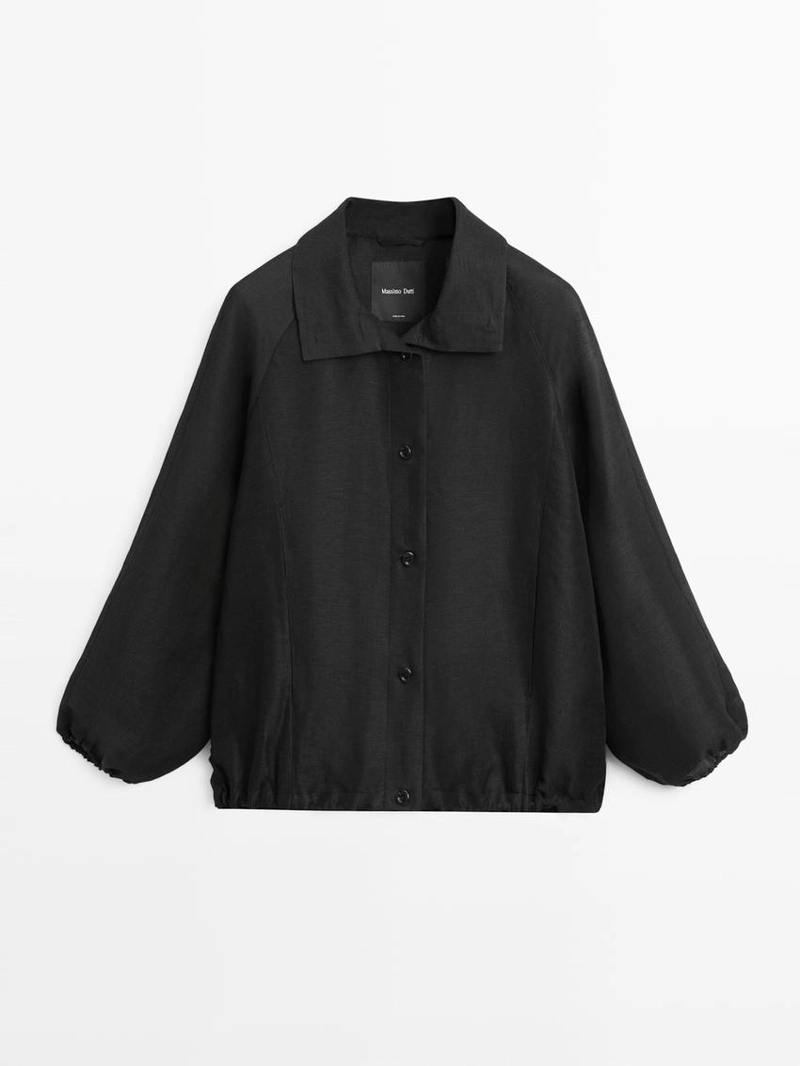 Куртка-бомбер из льна и шелка