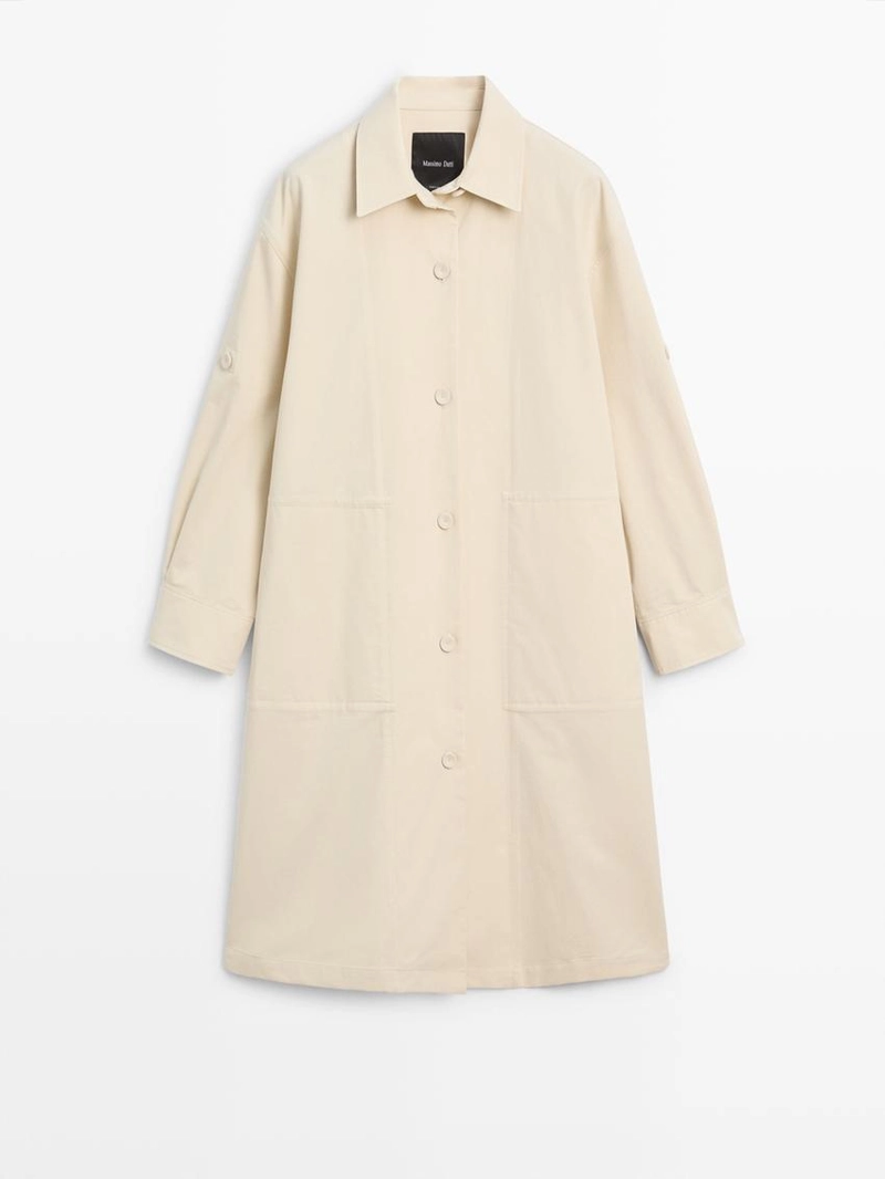 Хлопковое тренчкот с застёжкой на пуговицы