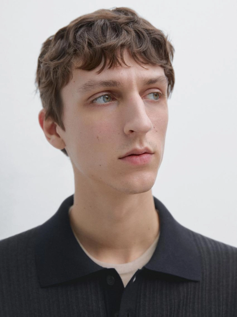 Поло с коротким рукавом из текстурированного вязаного полотна