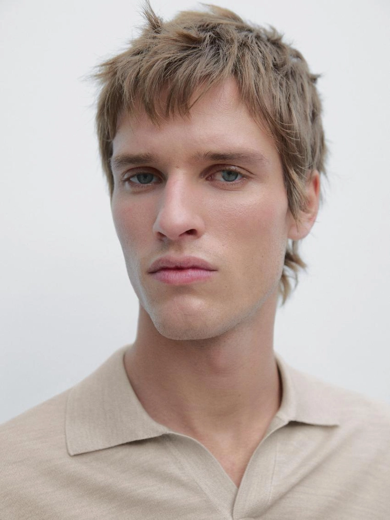 Поло с воротником поло из вязаного шерстяного микса