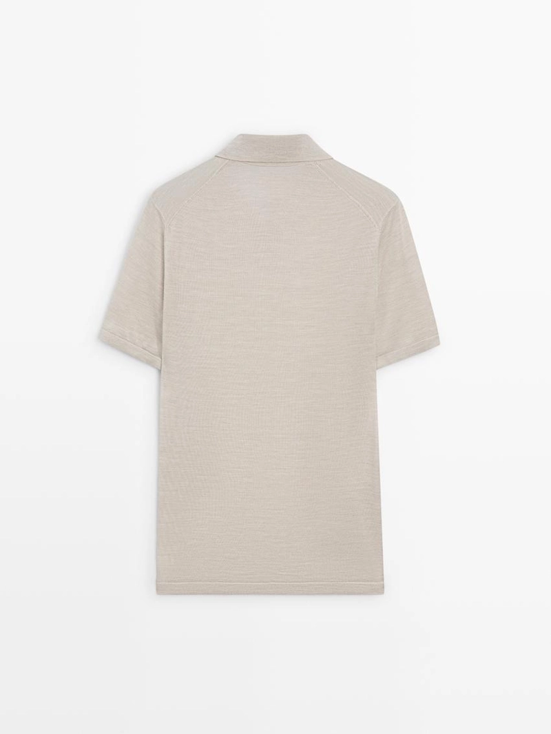 Поло с воротником поло из вязаного шерстяного микса