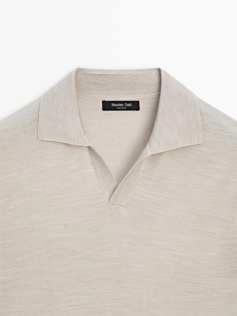 Поло с воротником поло из вязаного шерстяного микса