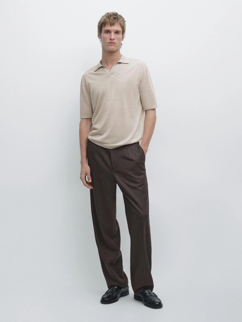 Поло с воротником поло из вязаного шерстяного микса