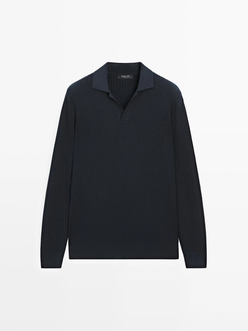 Поло из хлопково-шерстяного трикотажа