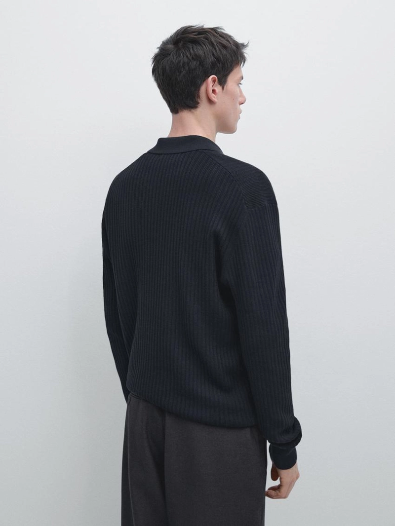 Поло из хлопково-шерстяного трикотажа