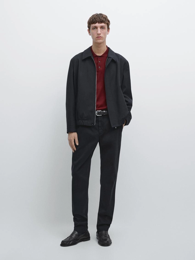 Поло-свитер из хлопкового трикотажа