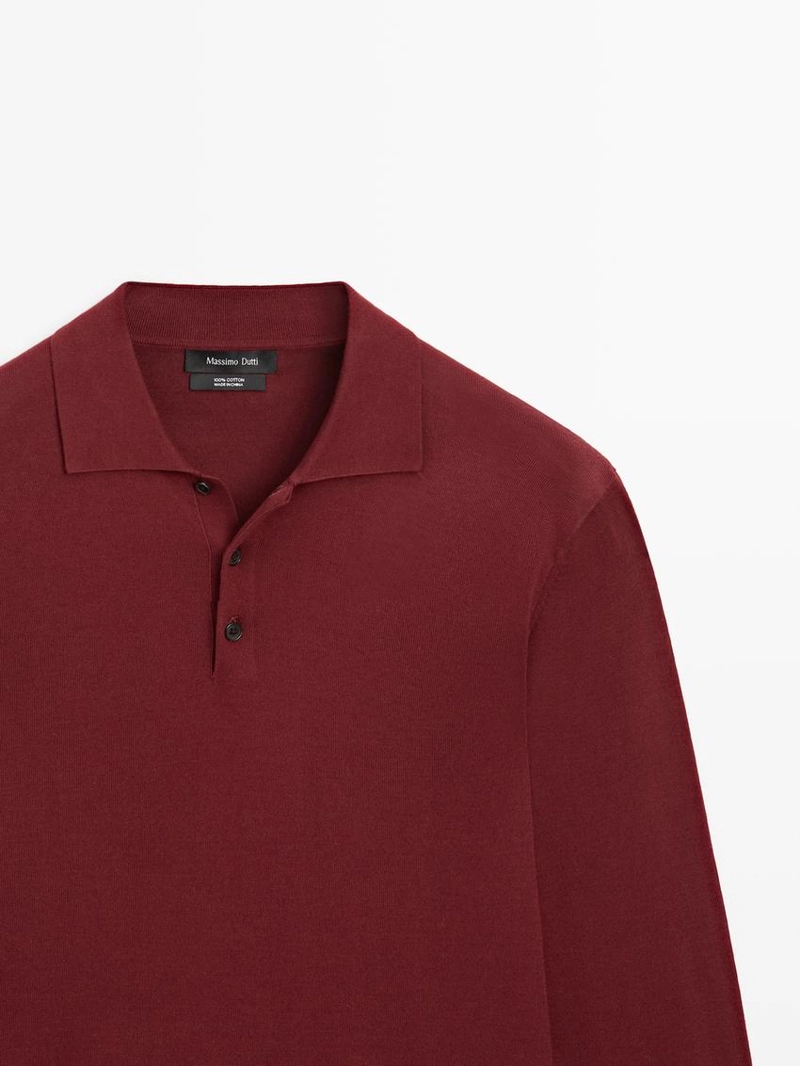 Поло-свитер из хлопкового трикотажа