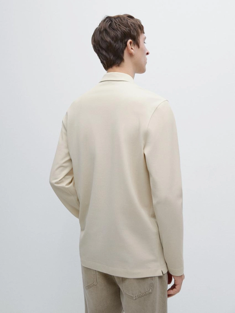 Поло с длинным рукавом из мерсеризованного хлопкового пике