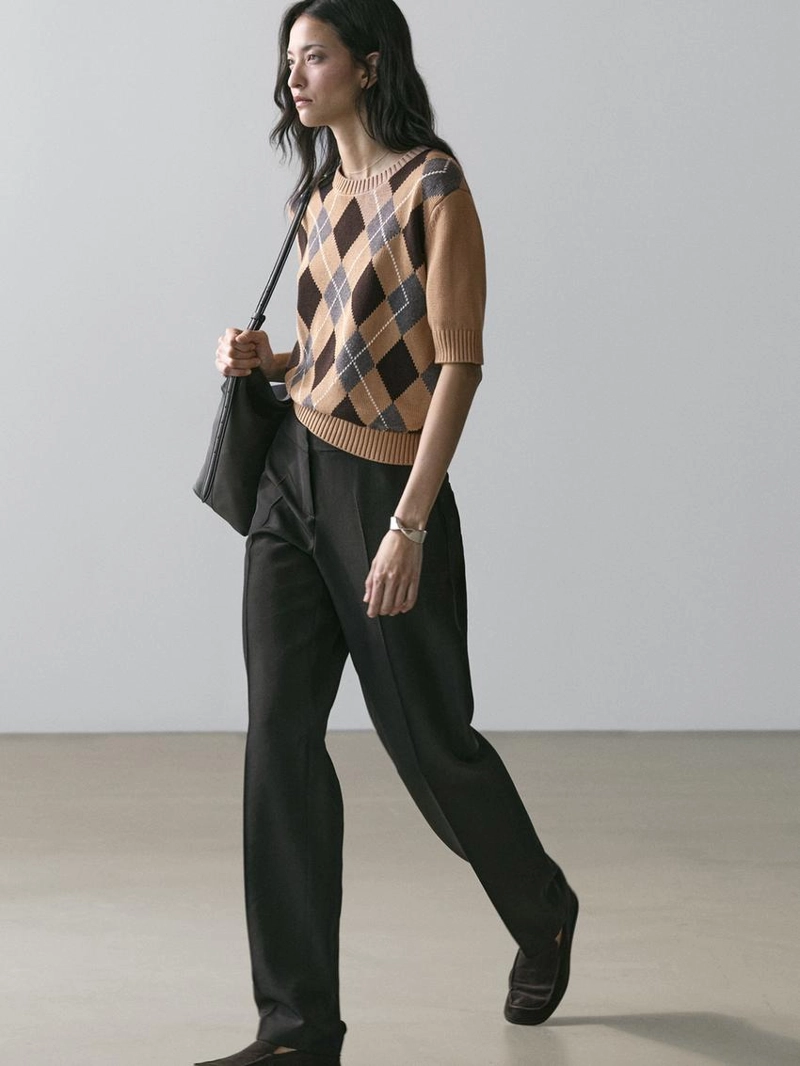 Вязанный свитер с аргайловым узором из хлопка