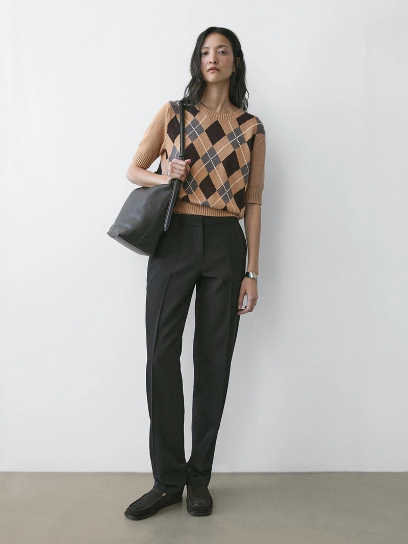 Вязанный свитер с аргайловым узором из хлопка