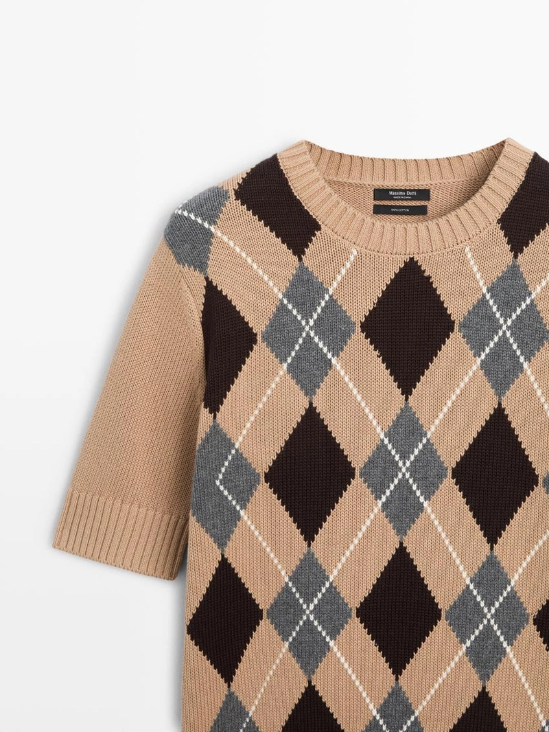 Вязанный свитер с аргайловым узором из хлопка