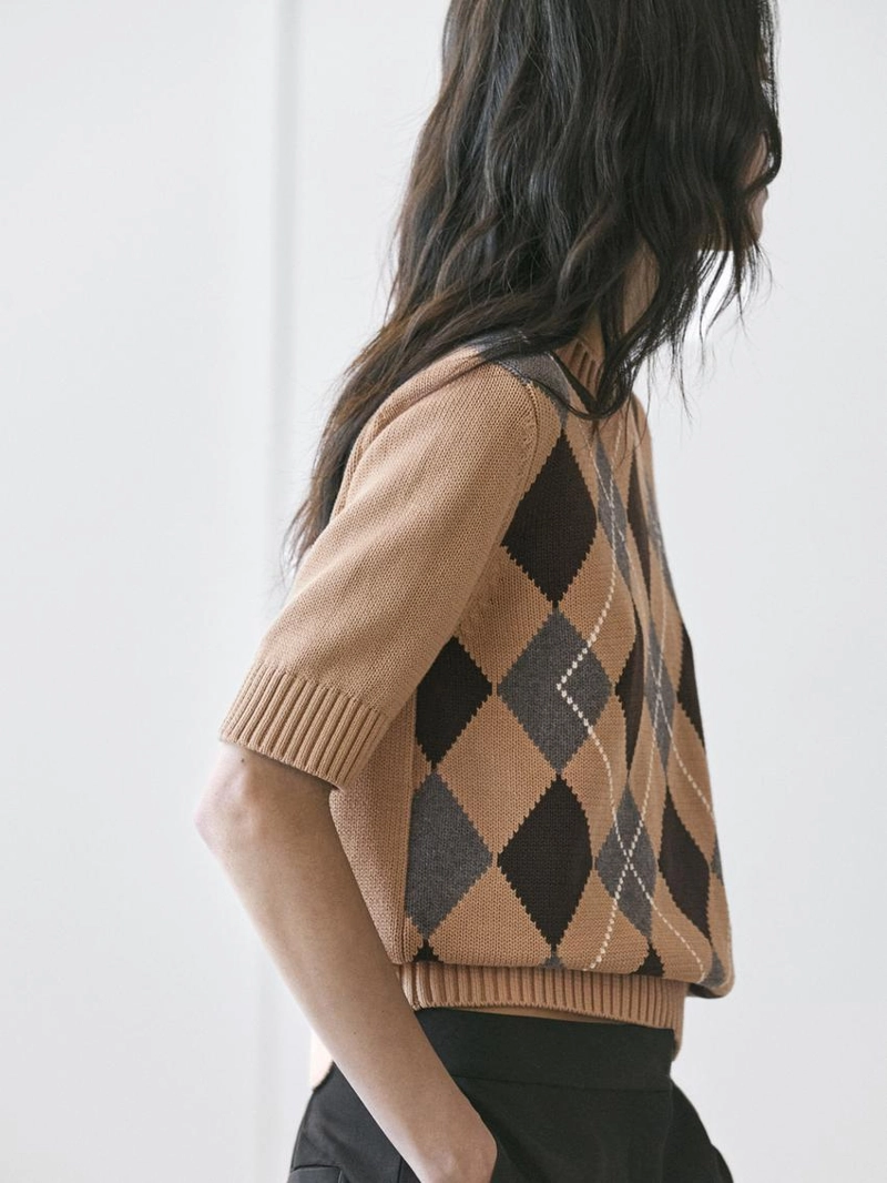 Вязанный свитер с аргайловым узором из хлопка