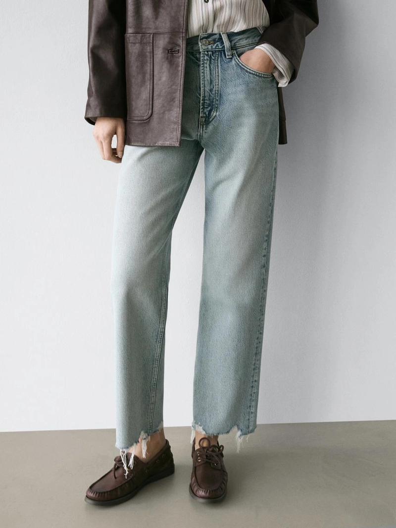 Джинсы прямого кроя с высокой посадкой