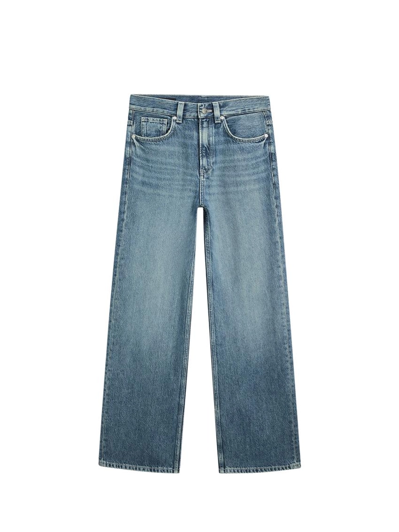 Джинсы с широкими штанинами на средней посадке