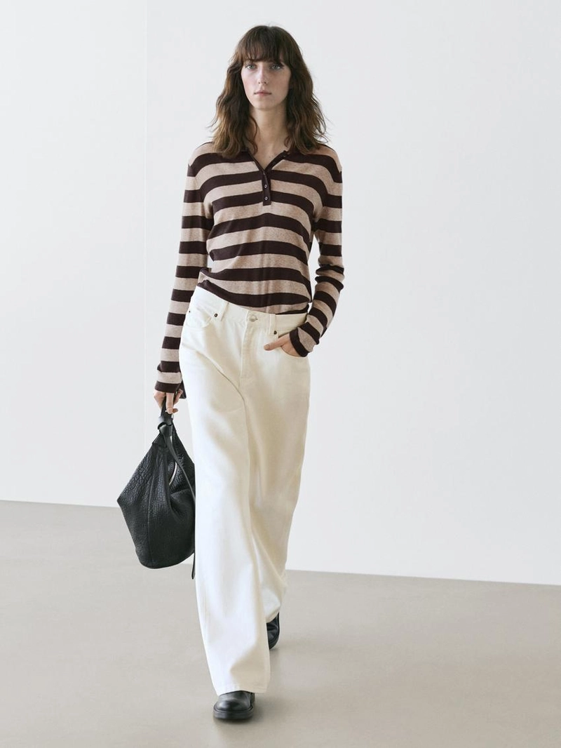 Свитер-поло из хлопкового трикотажа