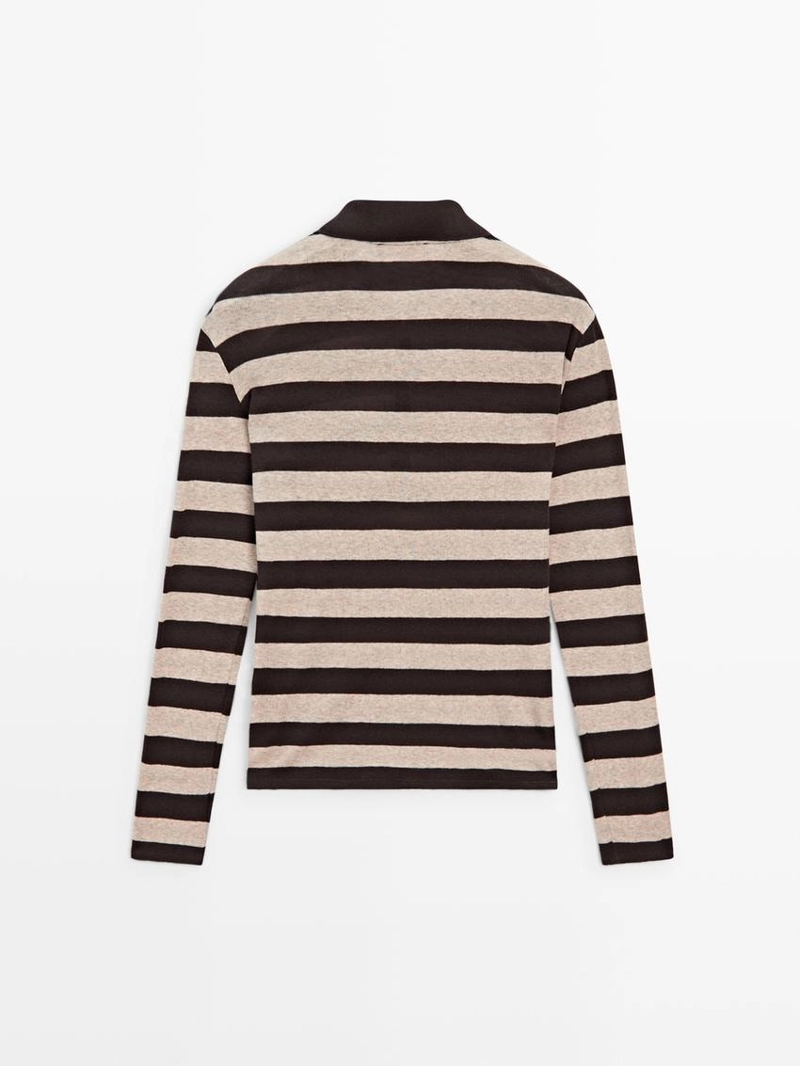 Свитер-поло из хлопкового трикотажа