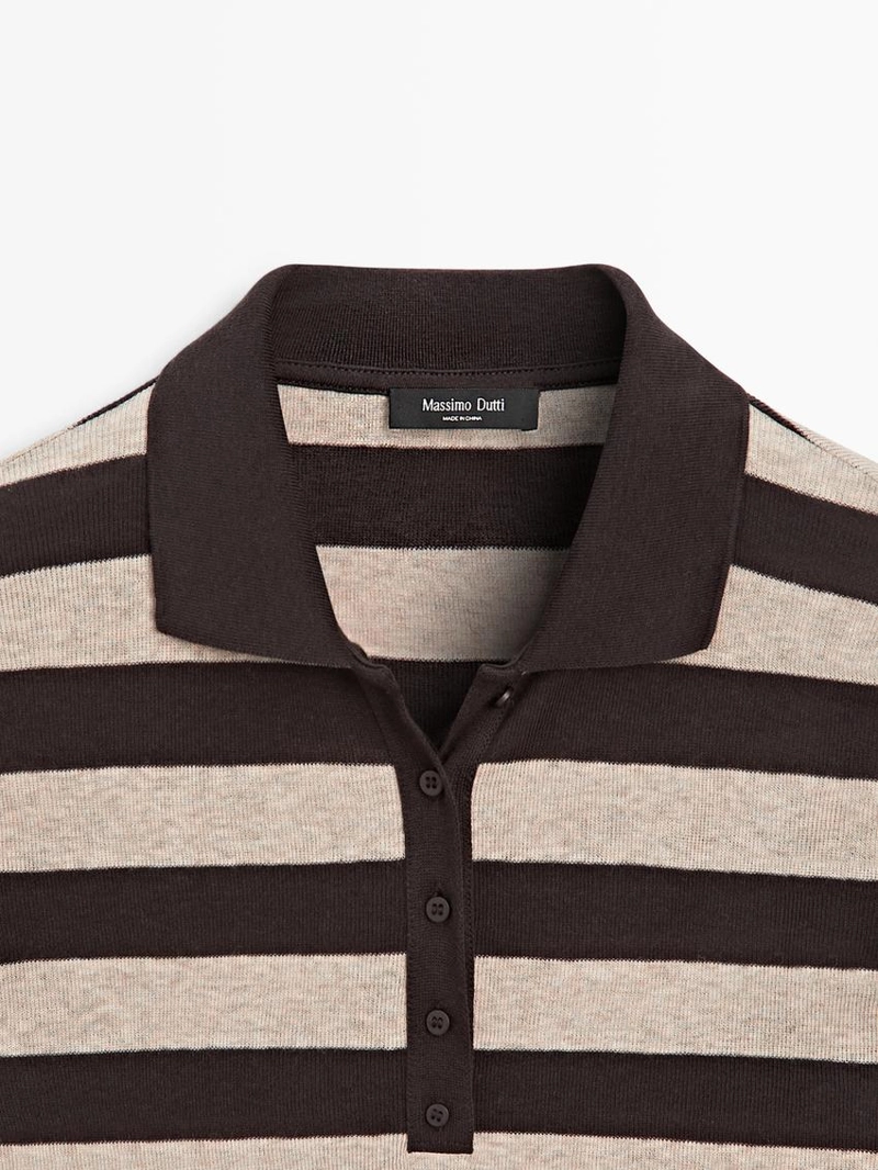 Свитер-поло из хлопкового трикотажа