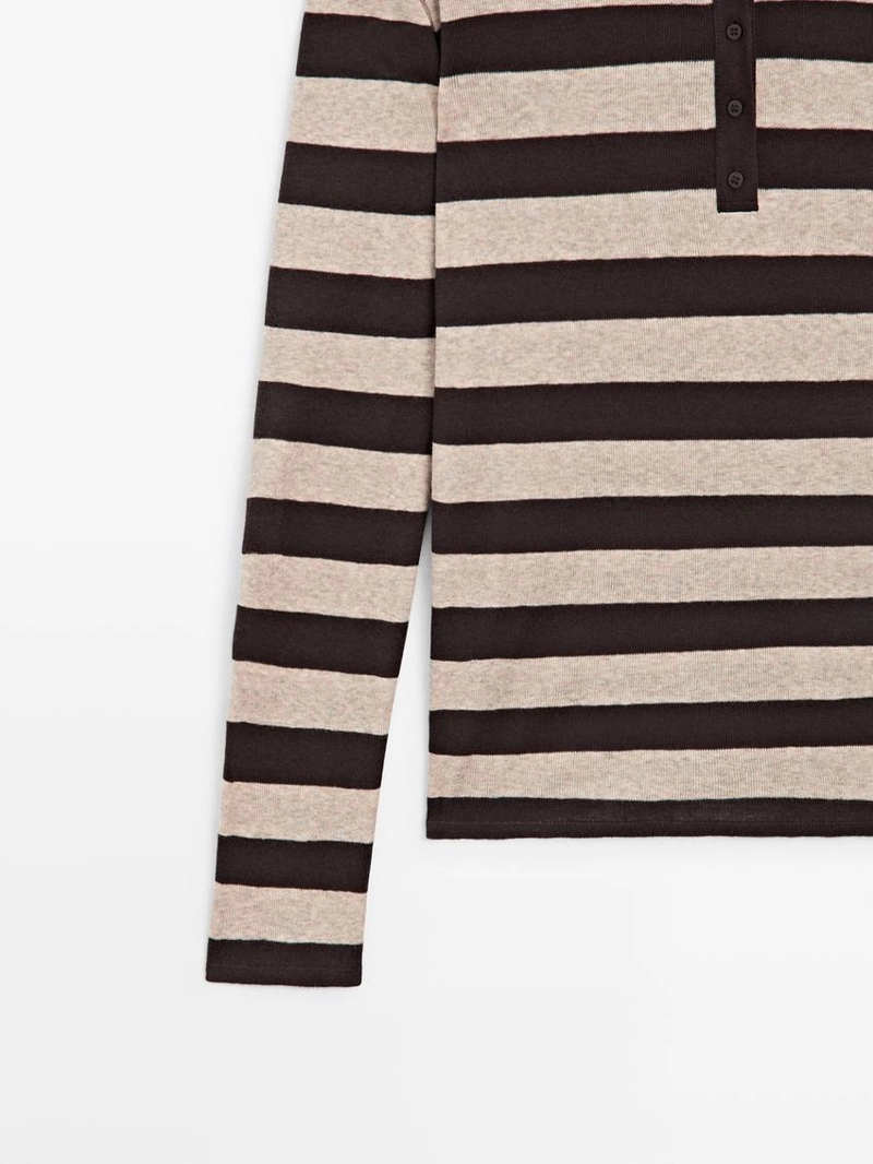 Свитер-поло из хлопкового трикотажа