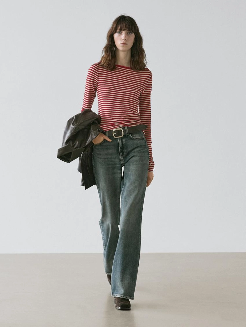 Майка с длинным рукавом в полоску