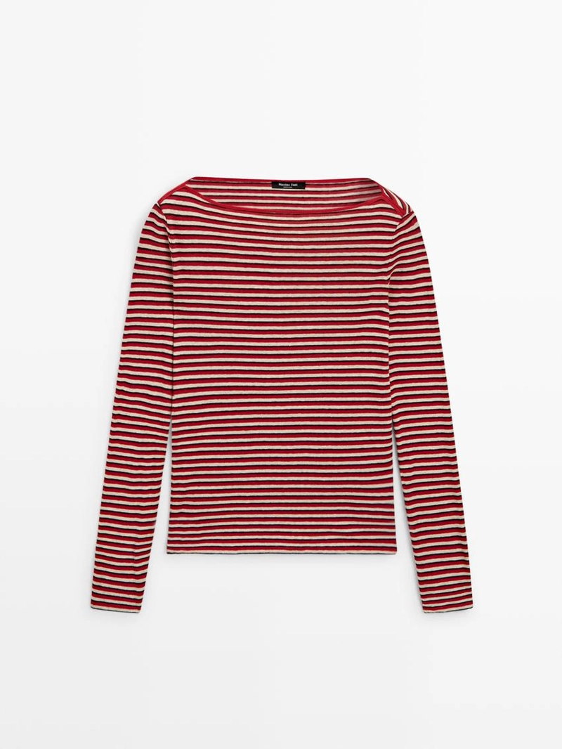 Майка с длинным рукавом в полоску