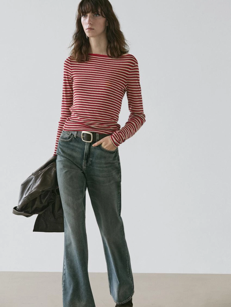 Майка с длинным рукавом в полоску