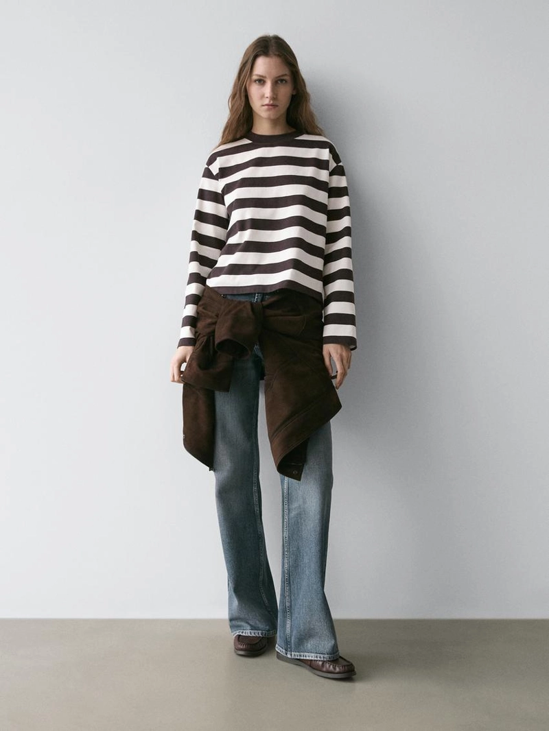 Полосатая футболка с длинным рукавом из хлопка